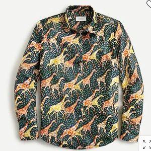 J CREW silk giraffe print button up blouse sz 8